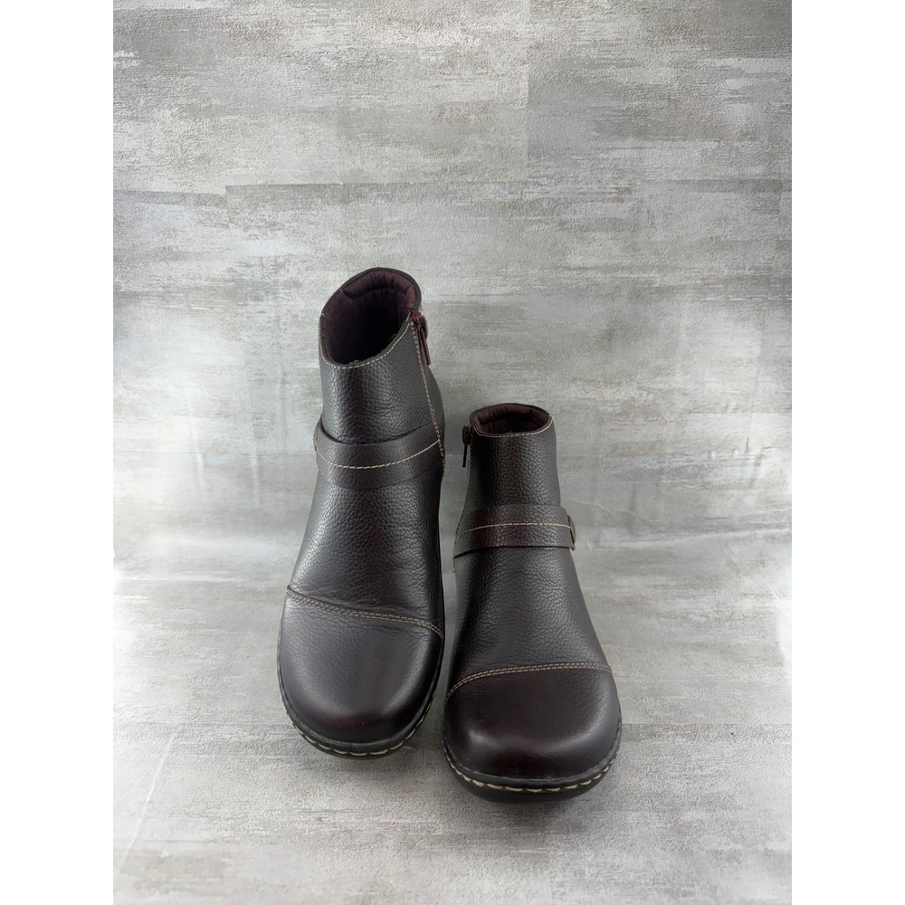 Clarks Collection Women Sz 7.5M Burgundy Brown Leather Ankle Boots 261474084050